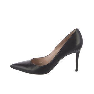 Gianvito Rossi Black Pointed Toe Pumps Black Leather